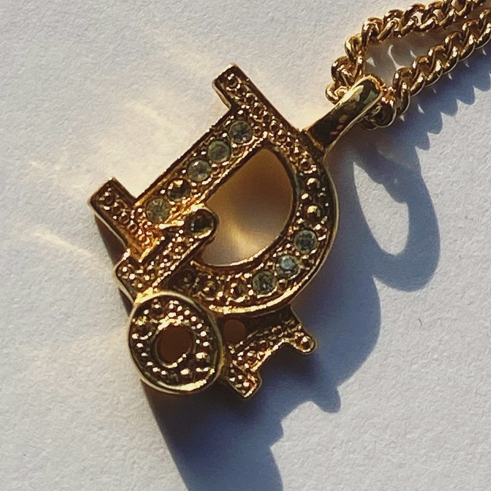 AUTHENTIC Christian Dior vintage gold tone logo necklace - Picture 4 of 15